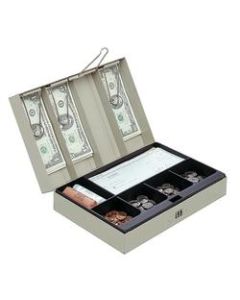 Office Depot Brand Cash Box, 3 1/8inH x 11 3/8inW x 7 5/8inD, Sand