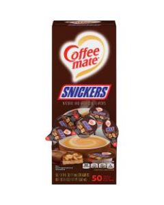 Coffee-Mate Liquid Coffee Creamer Tub Singles, 0.38 Oz, Snickers Flavor, Pack Of 50 Singles