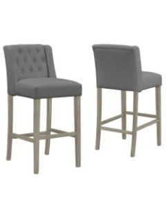 Glamour Home Aled Bar Stools, Gray/Antique Wood, Set Of 2 Stools
