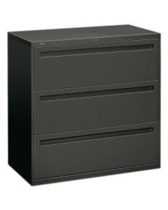 HON Brigade 700 42inW Lateral 3-Drawer File Cabinet, Metal, Charcoal
