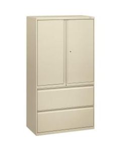 HON 800 Series Storage Cabinet With Lateral File, 36in Wide, Putty