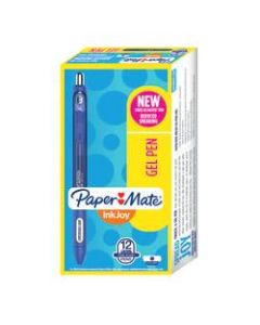 Paper Mate InkJoy Retractable Gel Pens, Fine Point, 0.5mm, Blue Barrel, Blue Ink, Pack Of 12