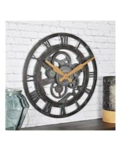 FirsTime & Co. Oxidized Gears Round Wall Clock, Metallic Teal