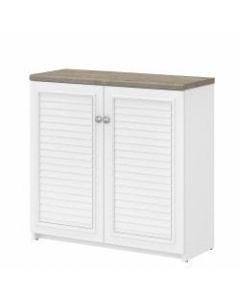 Bush Furniture Fairview Small Storage Cabinet With Doors And Shelves, Shiplap Gray/Pure White, Standard Delivery