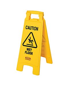 Rubbermaid Caution Wet Floor Safety Sign, 25in x 11in, Yellow