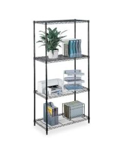 Safco Commercial Wire Steel Shelving Unit, 4 Shelves/4 Posts, Black