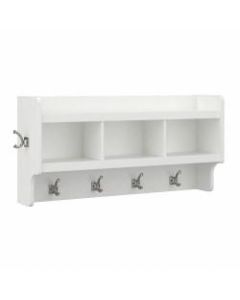 kathy ireland Home by Bush Furniture Woodland 40inW Wall-Mounted Coat Rack With Shelf, White Ash, Standard Delivery