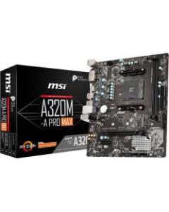 MSI A320M-A PRO MAX Desktop Motherboard - AMD Chipset - Socket AM4 - Micro ATX - 32 GB DDR4 SDRAM Maximum RAM - DIMM, UDIMM - 2 x Memory Slots - Gigabit Ethernet - HDMI - 4 x SATA Interfaces