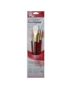 Princeton Real Value Series 9000 Red-Handle Brush Set 9125, Assorted Sizes, Assorted Bristles, Synthetic, Red, Set Of 4