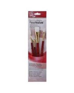 Princeton Real Value Series 9000 Red-Handle Brush Set 9120, Assorted Sizes, Assorted Bristles, Synthetic, Red, Set Of 4