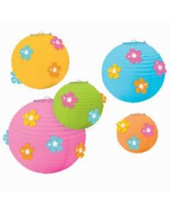 Amscan Hibiscus Paper Lanterns, Multicolor, Pack Of 5 Lanterns