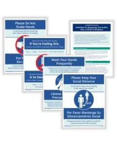 ComplyRight Coronavirus And Health Safety Posting Notices, Social Distancing And Hygiene, English, 8-1/2in x 11in, Set Of 4 Notices and 1 Tip Sheet