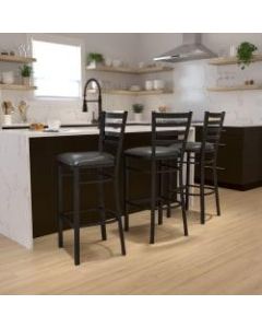 Flash Furniture HERCULES Ladder Back Restaurant Bar Stool, Black
