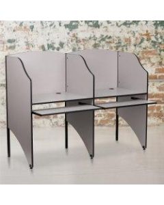 Flash Furniture Add-On Study Carrel, 49 5/8inH x 32inW x 24 7/16inD, Nebula Gray