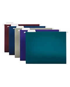 Office Depot Brand 2-Tone Hanging File Folders, 1/5 Cut, 8 1/2in x 11in, Letter Size, Assorted Colors, Box Of 25 Folders