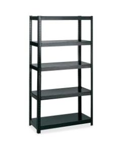 Safco Boltless Steel Shelving Storage Unit/Wrkbnch - 5 Compartment(s) - 72in Height x 36in Width x 24in Depth - Floor - Black - Steel - 1Each