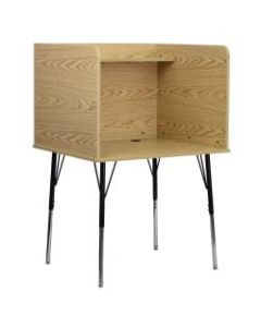 Flash Furniture Adjustable Study Carrel, 53-1/2inH x 35-3/4inW x 30inD, Oak/Black