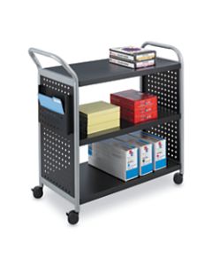 Safco Scoot 3-Shelf Steel Utility Cart, 38inH x 31inW x 13inD, Black/Silver
