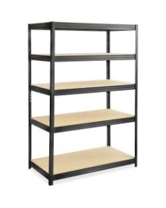 Safco Boltless Steel/Particleboard Shelving Unit - 5 Tier(s) - 72in Height x 48in Width x 24in Depth - Floor - Sturdy, Durable, Heavy Duty, Adjustable Shelf - Black - Wood, Steel, Particleboard - 1 Each