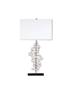 Elegant Designs Prismatic Crystal Sequin Table Lamp, 25inH, White Shade/Chrome Base