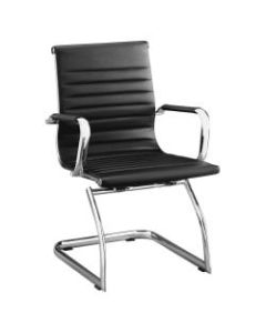 Lorell Modern Bonded Leather Mid-Back Guest Chair, Black, Set Of 2