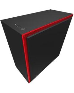 NZXT Mid-Tower Case with Tempered Glass - Mid-tower - Matte Black, Red - Hot Dip Galvanized Steel, Tempered Glass - 11 x Bay - 4 x 4.72in , 5.51in x Fan(s) Installed