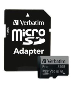 Verbatim 32GB Pro 600X microSDHC Memory Card with Adapter, UHS-I U3 Class 10 - Class 10/UHS-I (U3) - 90 MB/s Read1 Pack - 600x Memory Speed