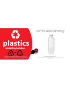 Recycle Across America Plastics With Number Standardized Recycling Label, PLASS#-0409, 4in x 9in, Red