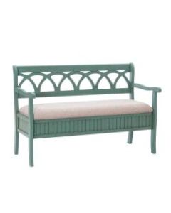 Powell Camargo Storage Bench With Cushion, Teal/Beige