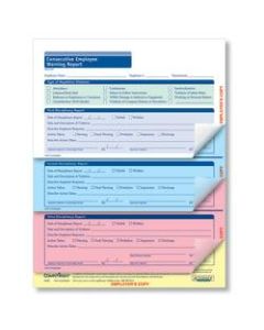 ComplyRight Employee Warning Reports, Consecutive, 4-Part, 8 1/2in x 11in, Pack Of 50