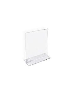 Azar Displays Double-Foot Acrylic Sign Holders, 6in x 4in, Clear, Pack Of 10
