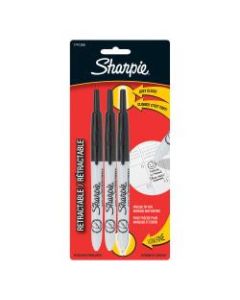 Sharpie Retractable Permanent Markers, Ultra-Fine Point, Black, Pack Of 3 Markers