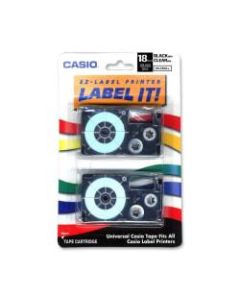 Casio XR18X2S Black-On-Clear Tapes, 0.75in, Pack Of 2