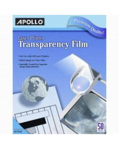 Apollo Laser Printer Transparency Film, 8 1/2in x 11in, Box Of 50 Sheets