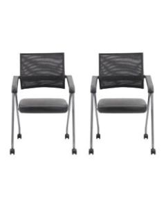 Boss Office Products Nesting Chairs, Black/Pewter, Set Of 2