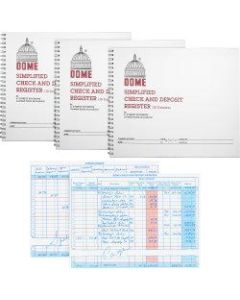 Dome Check And Deposit Register - 50 Sheet(s) - Wire Bound - 10 1/4in x 8 1/2in Sheet Size - 10 Columns per Sheet - Gray - Gray Cover - Recycled - 3 / Bundle