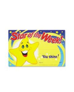 TREND Recognition Awards, Star Of The Week, 5 1/2in x 8 1/2in, Assorted Colors, Pack Of 30