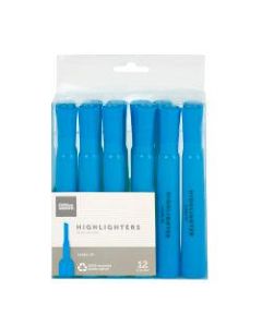Office Depot Brand Chisel-Tip Highlighter, 100% Recycled Plastic, Fluorescent Blue, Pack Of 12