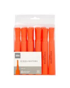 Office Depot Brand Chisel-Tip Highlighter, 100% Recycled Plastic, Fluorescent Orange, Pack Of 12