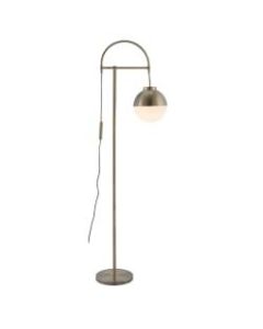 Zuo Modern Waterloo Floor Lamp, 68-15/16inH, White Shade/Brushed Brass Base