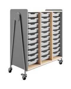 Safco Whiffle Triple-Column 30-Drawer Rolling Storage Cart, 48inH x 43-1/4inW x 19-3/4inD, Gray