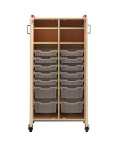 Safco Whiffle Double-Column 14-Drawer Mobile Storage Cart, 60inH x 30inW x 19-3/4inD, Red