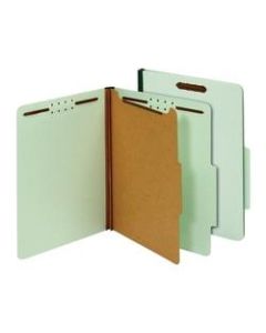 Office Depot Brand Classification Folders, 1 Divider, Letter Size (8-1/2in x 11in), 1-3/4in Expansion, 100% Recycled, Light Green, Box Of 10