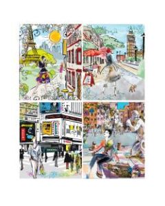 Inkology 2-Pocket Portfolios, 11-3/4in x 9-1/2in, Letter Size, Cities, Pack Of 24 Portfolios