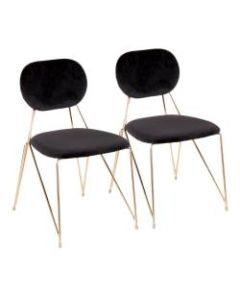LumiSource Gwen Chairs, Black Seat/Gold Frame, Set Of 2 Chairs