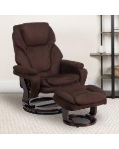 Flash Furniture Contemporary Swivel Recliner And Ottoman, Brown/Mahogany