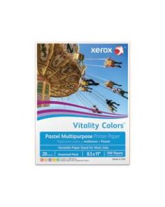 Xerox Vitality Colors Multi-Use Printer Paper, Letter Size (8 1/2in x 11in), 20 Lb, 30% Recycled, Assorted Colors, Ream Of 500 Sheets