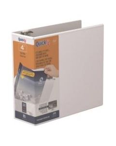 QuickFit View 3-Ring Binder, 4in Locking Angle D-Rings, 50% Recycled, White