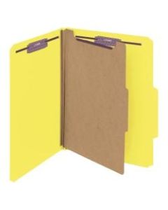 Smead Classification Folders, With SafeSHIELD Coated Fasteners, 1 Divider, 2in Expansion, Letter Size, 50% Recycled, Yellow, Box Of 10