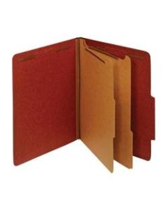Office Depot Brand Pressboard Classification Folders With Fasteners, 2 Dividers, Letter Size (8-1/2in x 11in), 2in Expansion, 100% Recycled, Red, Box Of 10